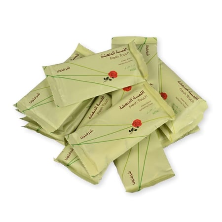 منشفة منعشة برائحة ورد جوري وعبارة شرفتونا - 25*25 سم /العدد 12