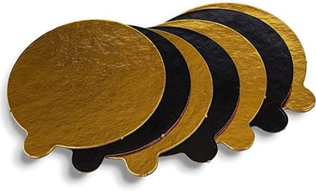 قواعد صغيره للكيك والحلويات ذهبي واسود دائري