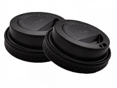 غطاء مسطح أسود لكاسات الورق - 7 أنز/العدد 50 غطاء