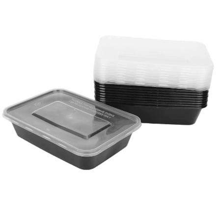 علب ميكرويف مستطيل بغطاء شفاف