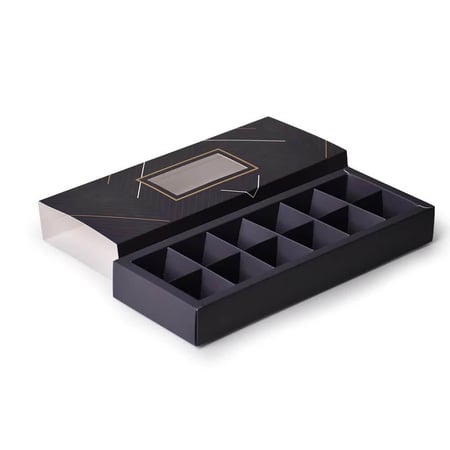 علب ورقية مستطيلة فاخرة للشكولاتة والحلويات بنافذة شفافة -12 قسم /العدد 6