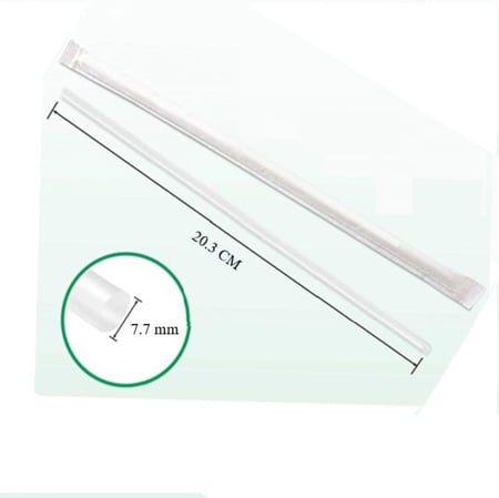 مصاص شفاف مستقيم مغلف عريض-7.7مم/العدد 200 مصاص