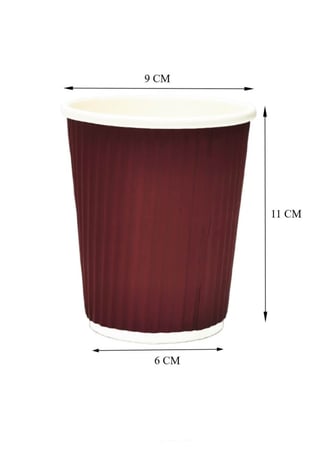 أكواب ورقية عنابي مموجة بدون غطاء  3 طبقات -12 أنز / العدد 25 كوب