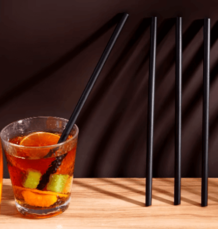 مصاص اسود مستقيم مغلف