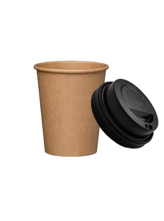 غطاء مسطح أسود لكاسات الورق - 7 أنز/العدد 50 غطاء