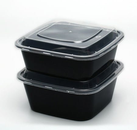 علب بلاستيك للميكروويف اسود بغطاء شفاف