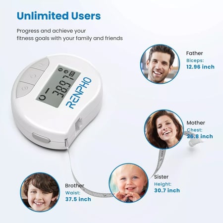 شريط متري ذكي عالي الدقة لقراءات محيط جسمك وفقدان الوزن وكسب العضلات