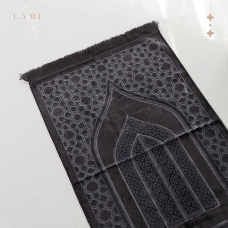 سجادة صلاة حرير - رمادي ملكي