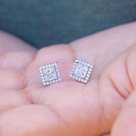 سورا للمجوهرات - حلق فضة - اقراط فضة - شبيه الماس - اكسسوارات نسائية