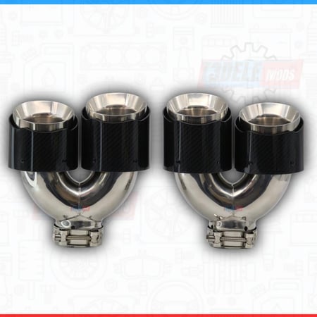 (طقم) مخارج شكمان كاربون فايبر مزدوج (مدخل وسطي - قَصة سُفلِية)