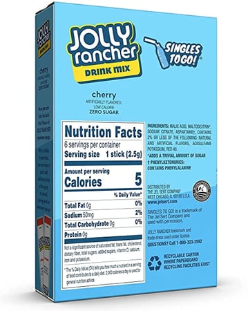 Jolly Rancher – منكهات ماء بنكهات الكرز - 6 اظرف لكل علبة