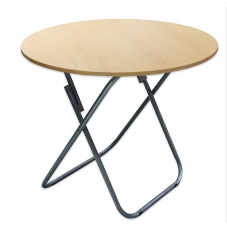 طاولة خشبية مدور مع أرجل حديد - بني