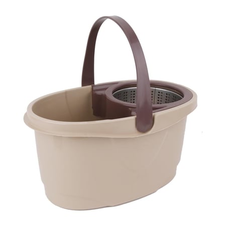 ممسحة ارضيات دوارة مع حوض للماء بعجلات لون بيج