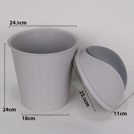 سلة مهملات بلاستيك رصاصي بغطاء 8 لتر