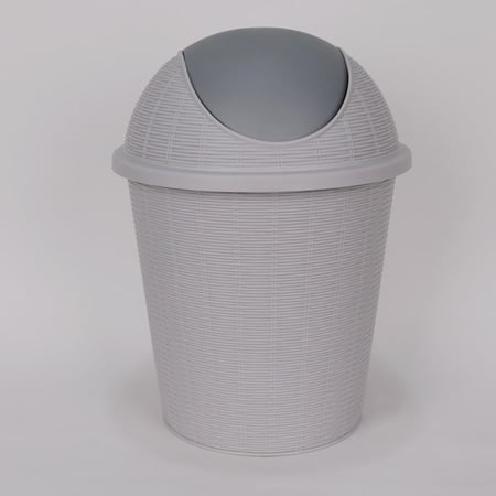 سلة مهملات بلاستيك رصاصي بغطاء 8 لتر