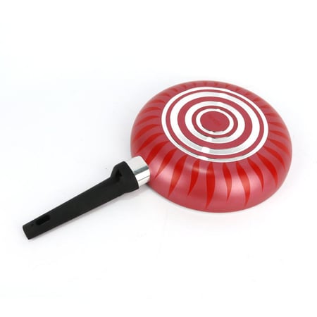 مقلاة مدور بيد طويل مقاس احمر مخطط 24 سم