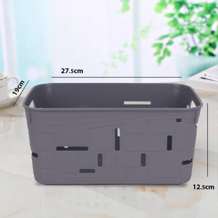 سله بلاستيك مخرم رمادي 36*26*17 سم