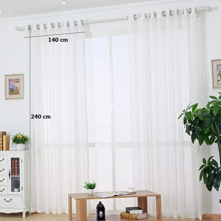 ستارة شفافة، قطعة 1 ستاره شفافة مخططة أساسية للمنزل و المكتب لون أبيض 140 * 240 سم 100205