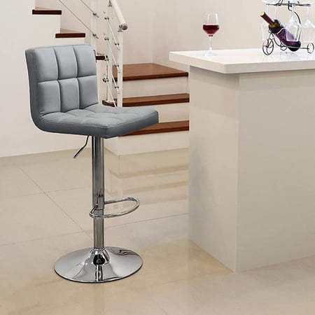 كرسي بار دوار 360 درجة مع مسند الظهر والقدمين - رمادي - SL102987