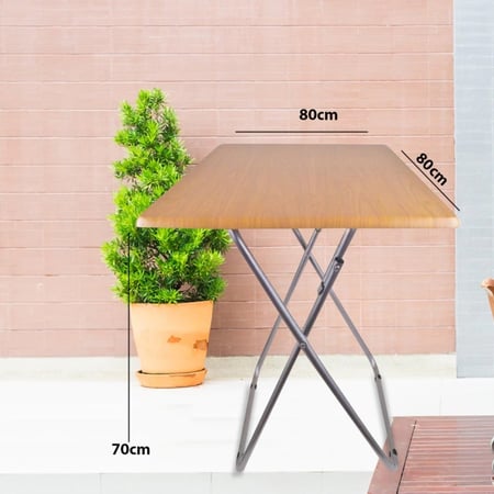 طاولة خشب مربع  و حديد، طاولة تخييم قابلة للطي من سوول ستار مقاس 80*80*70سم 101545