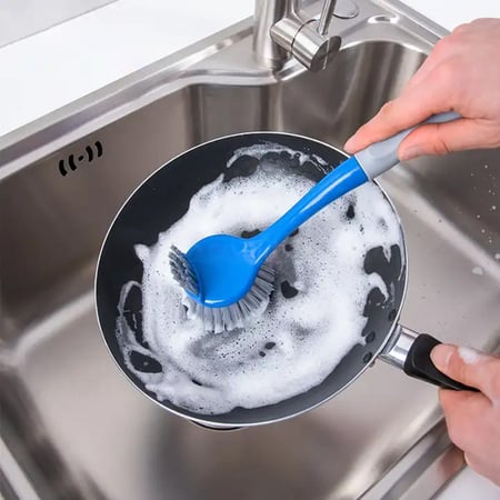 فرش تنظيف يدوية قوية لتنظيف فرشاة تنظيف خارجية شديدة التحمل مع مقبض طويل، فرشاة تنظيف القوارب والسيارات لجميع الأغراض وعجلة تنظيف الحمام وحوض الاستحمام وعجلة تنظيف الإطارات - مقبض طويل 100733