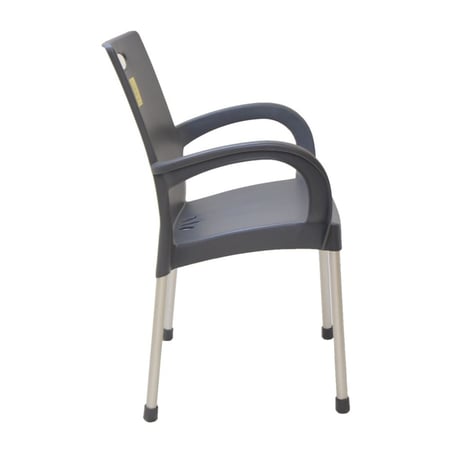 كرسي بلاستيك بأرجل ألمنيوم لون رمادي 541-GRY