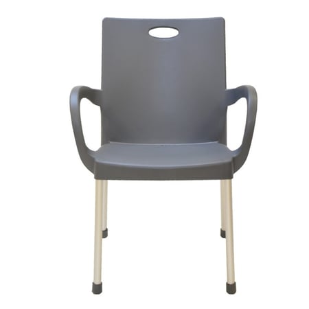 كرسي بلاستيك بأرجل ألمنيوم لون رمادي 541-GRY