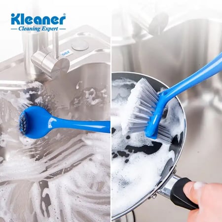 فرش تنظيف يدوية قوية لتنظيف فرشاة تنظيف خارجية شديدة التحمل مع مقبض طويل، فرشاة تنظيف القوارب والسيارات لجميع الأغراض وعجلة تنظيف الحمام وحوض الاستحمام وعجلة تنظيف الإطارات - مقبض طويل 100733