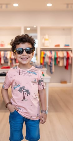 طقم أطفال تيشيرت قطني مطبوع باللون الاحمر+ شورت جبردين كاجوال باللون الكحلي