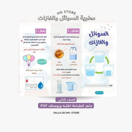مطوية السوائل والغازات للصف الثاني PDF