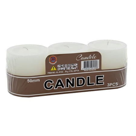 شموع بيضاء من عالم الوسام – 1 كرتون × 3 حبات