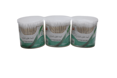 أعواد قطنية للمكياج - 3 علب - 600 قطعة