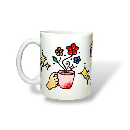 كوب  ( صباح الإلهام ) رسم يدوي