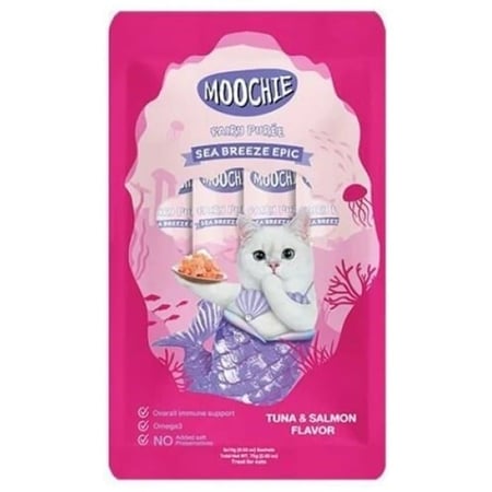 موتشي مكافاة للقطط بنكهة التونة و السلمون- 5 اظرف* 15 جرام