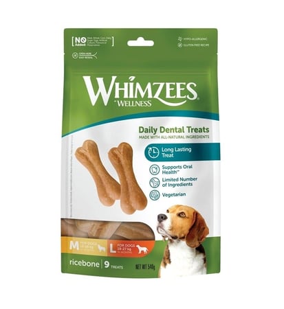 ويمزيس رايس بون مكافات اسنان للكلاب, حجم كبير, 9 حبات- 540 جرام