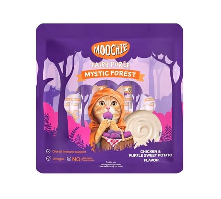 موتشي مكافاة للقطط بنكهة الدجاج و البطاطا الحلوة الارجوانية- 5 اظرف* 15 جرام