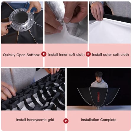 سوفت بوكس امبريلا اوكتا 120 سم KE-120 شامل جريد ومشتت وحقيبة لإضاءة التصوير والفلاش والـ LED