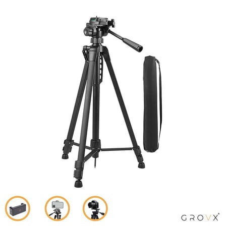ترايبود كاميرات احترافيه و جوال مع حقيبة و صلة كاميرا و جوال ماركة GROVX