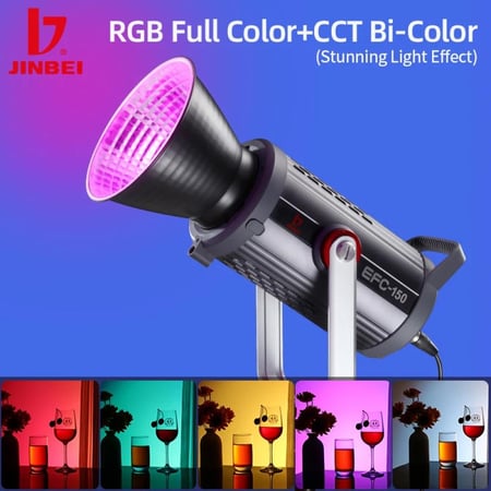 باكيج إضاءة تصوير فيديو احترافي 150 واط | ثنائي اللون & RGB بيوتي دش + استاند للجوال والكاميرا EFC-150 RGB LED video light