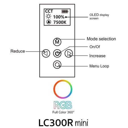 إضاءة تصوير RGB LED محمولة ببطارية – GROVX LC 300 RGB Mini للفيديو وصناع المحتوى