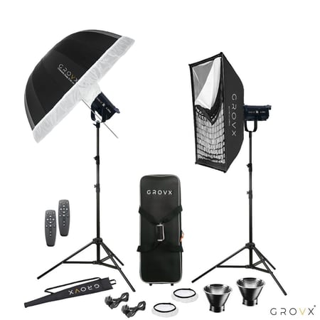 باكيج استديو إضاءة تصوير LED احترافي 600 واط ثنائي اللون – GROVX SL-300 Bi II لصناع المحتوى وتصوير المنتجات والأطفال للجوال والكاميرا