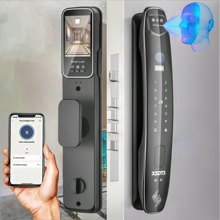 قفل الباب الذكي يعمل ببصمة الوجه والاصبع وبعدة طرق اخرى