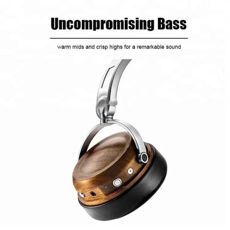 سماعة راس مصنوعة من الخشب والجلد الطبيعي مخصصة للارتداء طوال اليوم