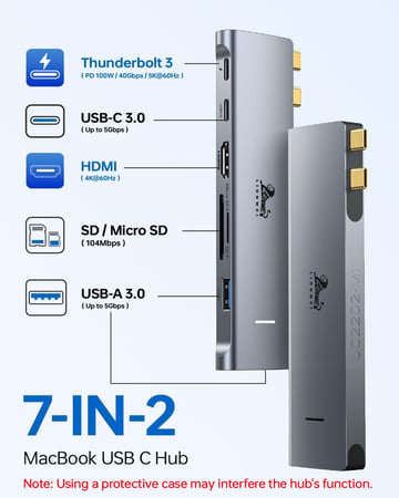 محول موزع USB C لماك بوك برو/اير
