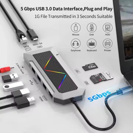 وصلة Fox RGB USB-C 9 في 1
