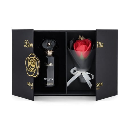 بوكس عطر الوردة 100 مل + وردة حمراء – لمسة فاخرة تزيد من سحر إهداءك