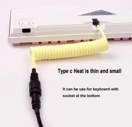 كيبل USB / للكيبورد ملفوف / حلزوني اسود واحمر