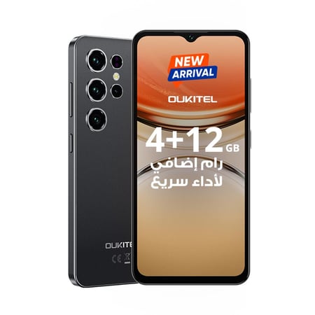 اوكيتل جوال C2 ثنائي الشريحة بذاكرة 4+12 جيجابايت وذاكرة داخلية 64 جيجابايت يدعم 4G LTE لون اسود