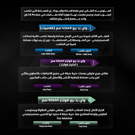 ماوس باد كوارتز الاحترافي أسود - YZ Pro Quartz Mouse Pad Black