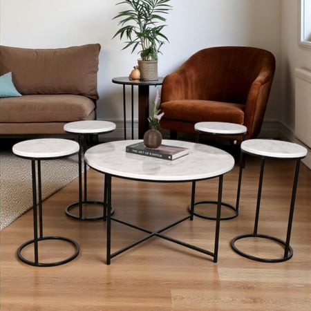 طقم طاولات 4 طاولات خدمة – أنيقة دائرية بتصميم فاخر